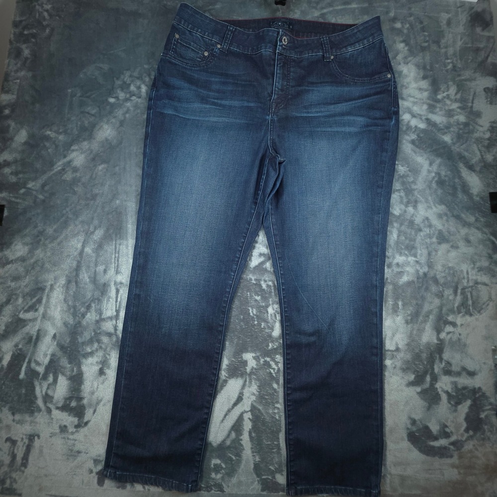 Lucky Brand Emma Straight Dark Wash Jeans Womens 18W Mid Rise Stretch Denim